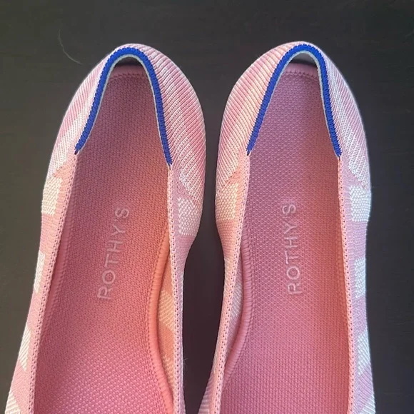 Rothy's The Flat Pink Macaron Big Stripe Flats Shoes Collector's Edition Sz 10.5 - Picture 5 of 11